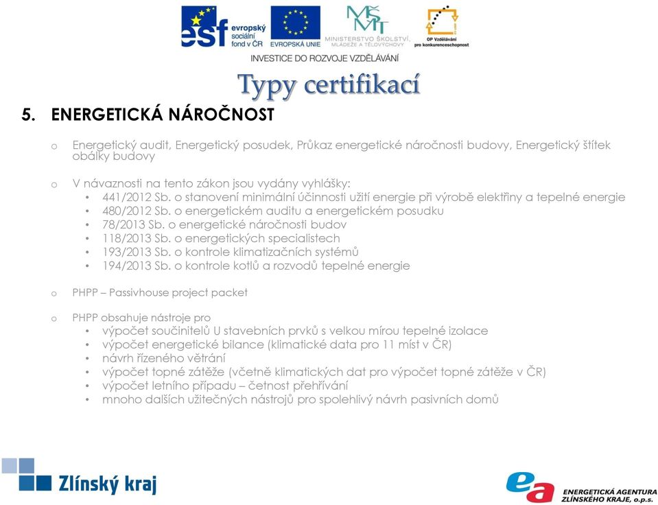 energetických specialistech 193/2013 Sb. kntrle klimatizačních systémů 194/2013 Sb.