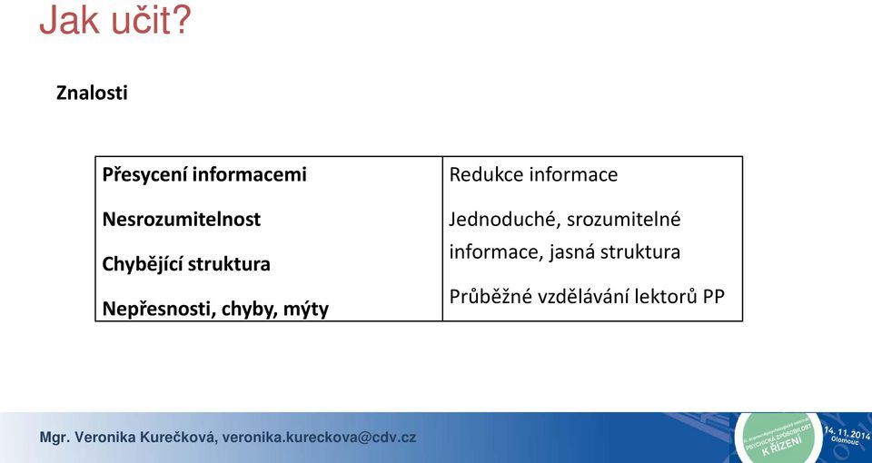 Chybějící struktura Nepřesnosti, chyby, mýty