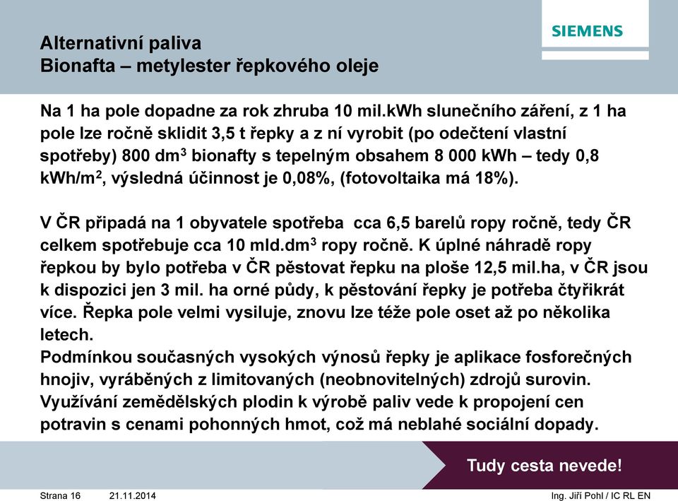 0,08%, (fotovoltaika má 18%). V ČR připadá na 1 obyvatele spotřeba cca 6,5 barelů ropy ročně, tedy ČR celkem spotřebuje cca 10 mld.dm 3 ropy ročně.