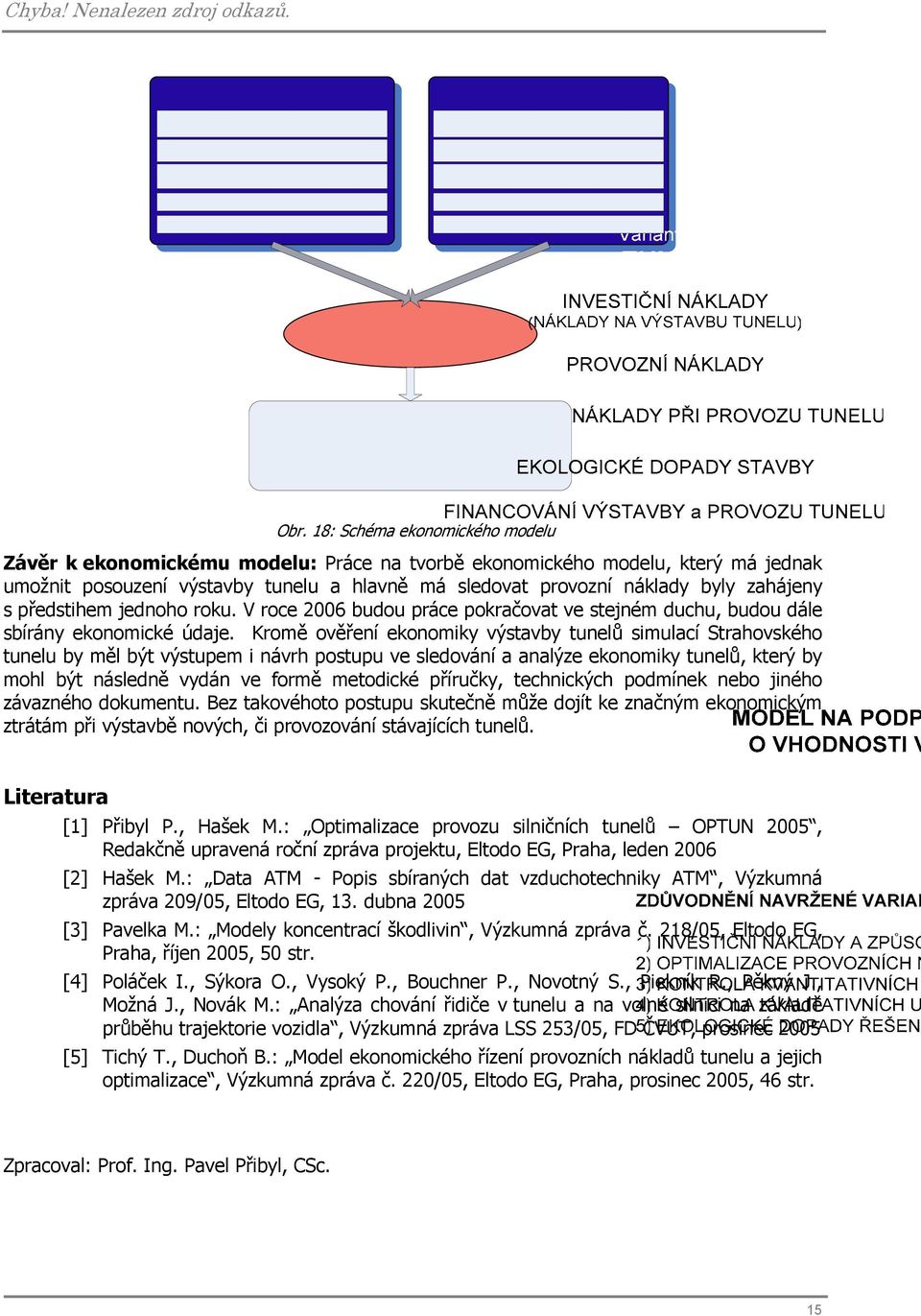 s předstihem jednoho roku. V roce 2006 budou práce pokračovat ve stejném duchu, budou dále sbírány ekonomické údaje.