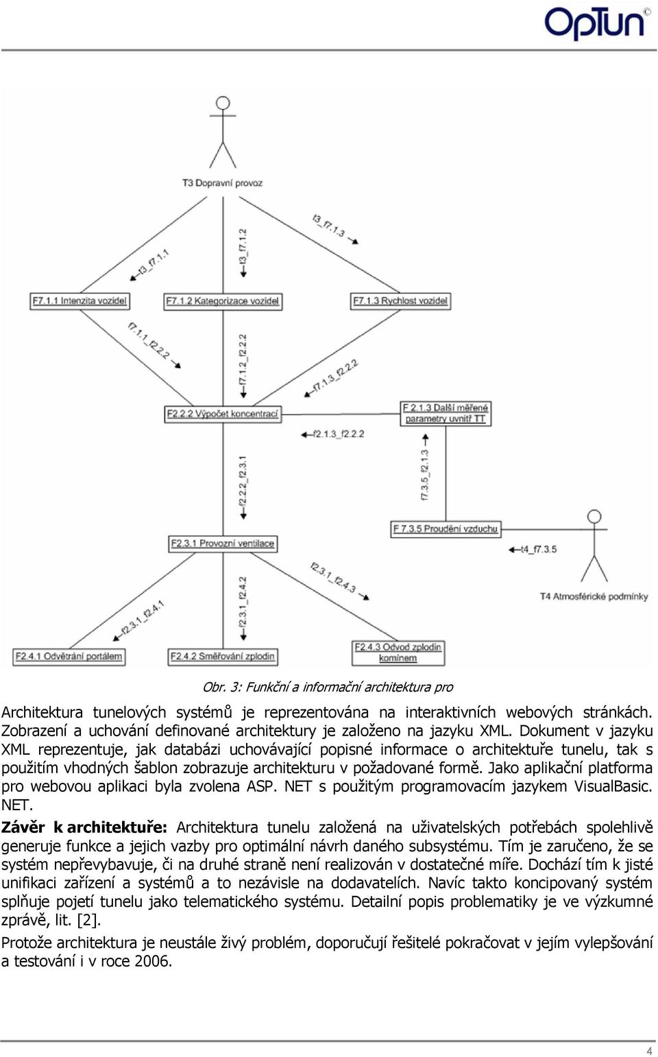 Dokument v jazyku XML reprezentuje, jak databázi uchovávající popisné informace o architektuře tunelu, tak s použitím vhodných šablon zobrazuje architekturu v požadované formě.