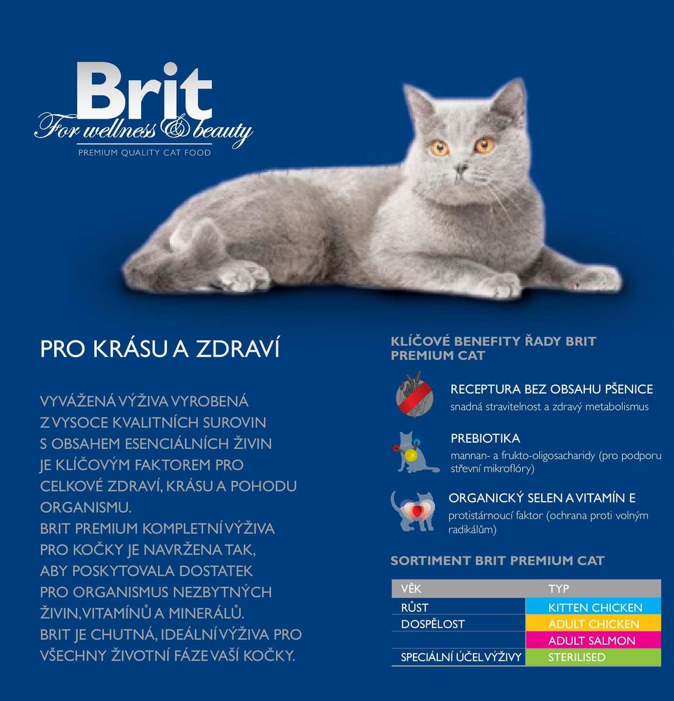 BRIT PREMIUM KOMPLETNÍ VÝŽIVA PRO KOČKY JE NAVRŽENA TAK, ABY POSKYTOVALA DOSTATEK PRO ORGANISMUS NEZBYTNÝCH ŽIVIN, VITAMÍNŮ A MINERÁLŮ.