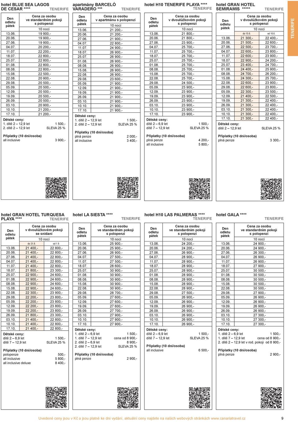 dítě 2 12,9 let all inclusive 3 900,- apartmány BARCELÓ VARADERO *** v apartmánu 13.06. 21 200,- 20.06. 21 200,- 27.06. 21 900,- 04.07. 22 800,- 11.07. 24 900,- 18.07. 26 900,- 25.07. 26 900,- 01.08.