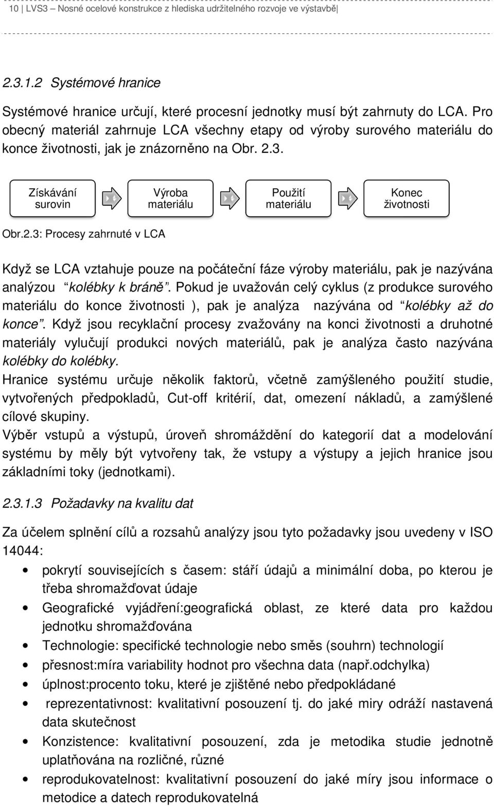 Získávání surovin Výroba materiálu Použití materiálu Konec životnosti Obr.2.