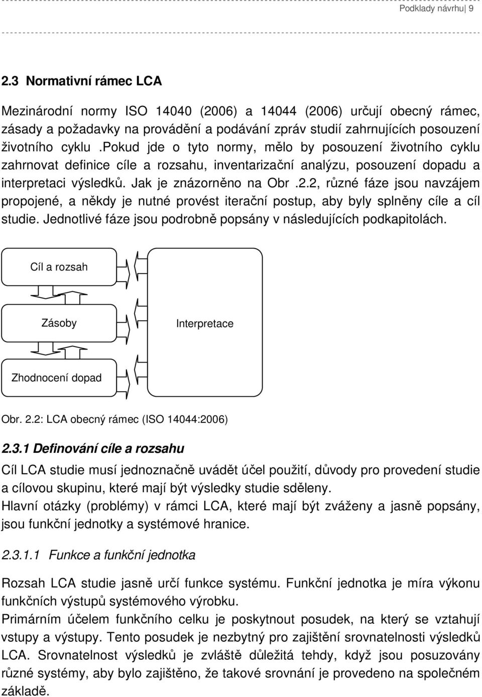 pokud jde o tyto normy, mělo by posouzení životního cyklu zahrnovat definice cíle a rozsahu, inventarizační analýzu, posouzení dopadu a interpretaci výsledků. Jak je znázorněno na Obr.2.