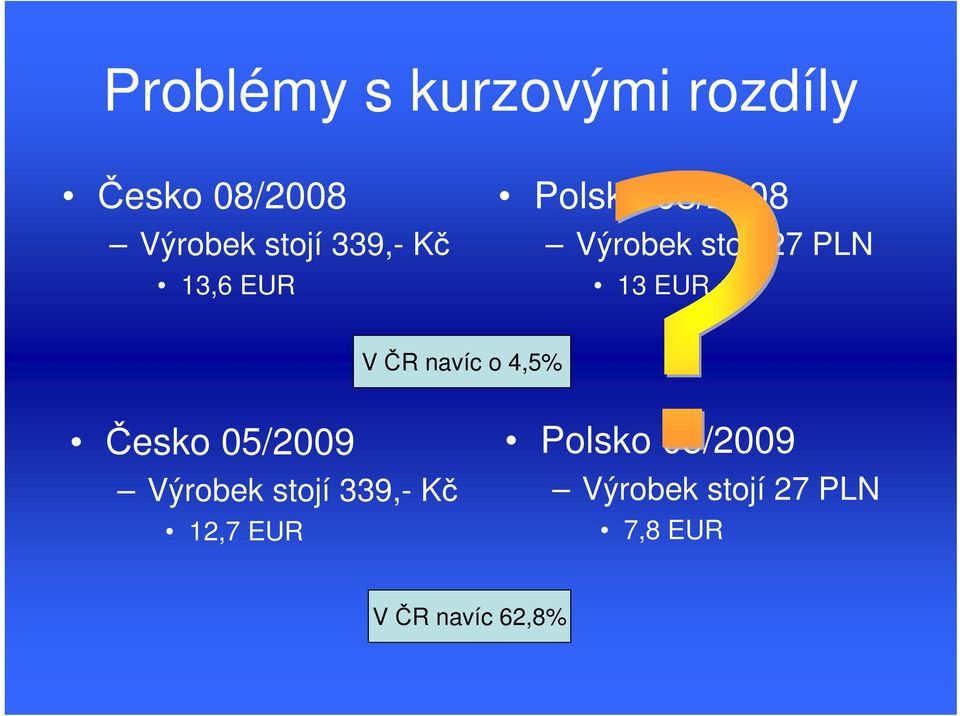 V ČR navíc o 4,5% Česko 05/2009 Výrobek stojí 339,- Kč 12,7