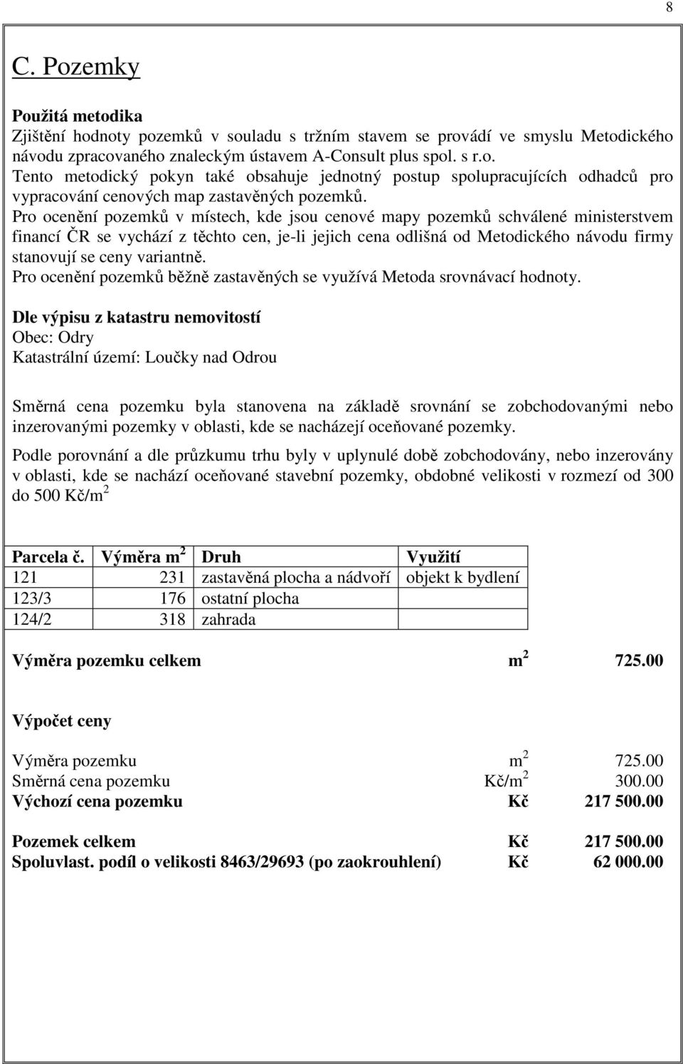 variantně. Pro ocenění pozemků běžně zastavěných se využívá Metoda srovnávací hodnoty.