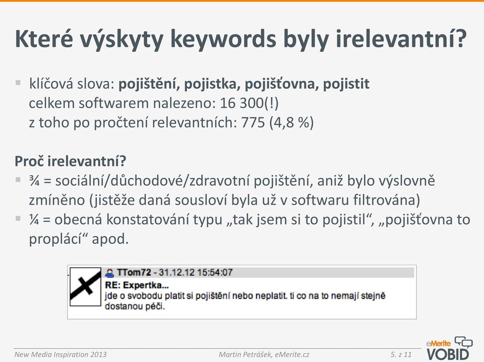 ) z toho po pročtení relevantních: 775 (4,8 %) Proč irelevantní?