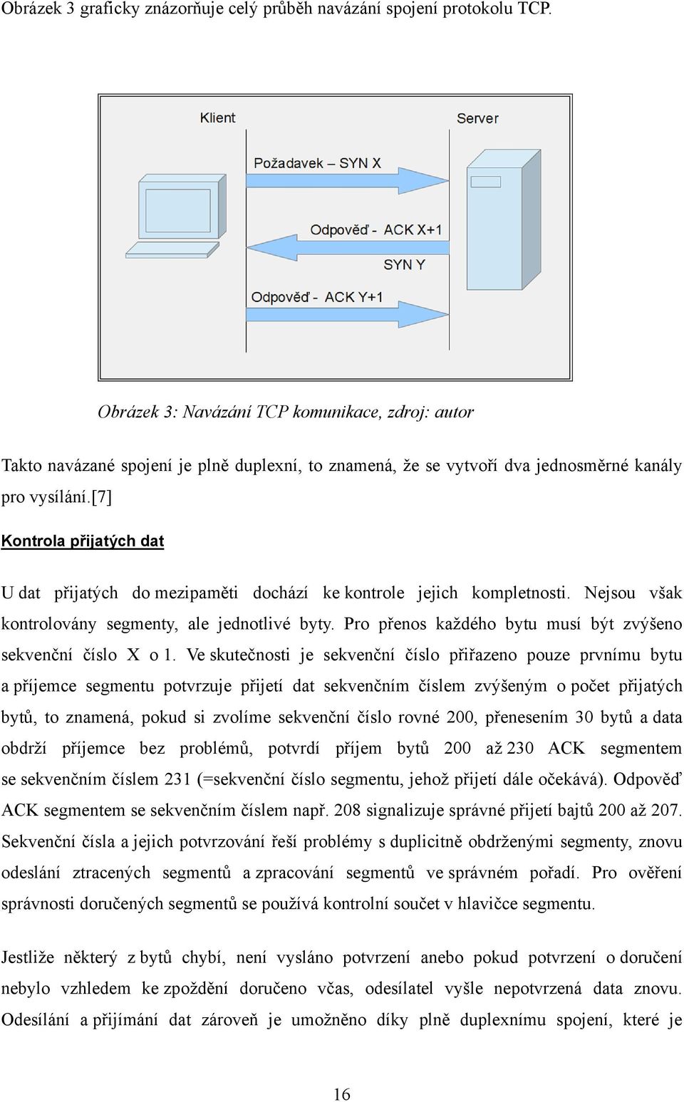 [7] Kontrola přijatých dat U dat přijatých do mezipaměti dochází ke kontrole jejich kompletnosti. Nejsou však kontrolovány segmenty, ale jednotlivé byty.