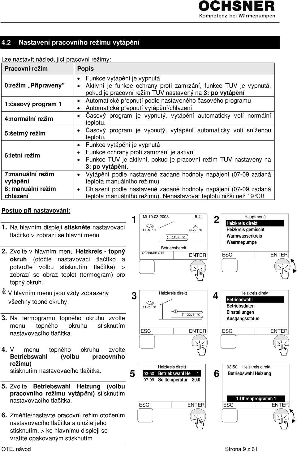 Automatické p epnutí podle nastaveného asového programu Automatické p epnutí vytáp ní/chlazení asový program je vypnutý, vytáp ní automaticky volí normální teplotu.