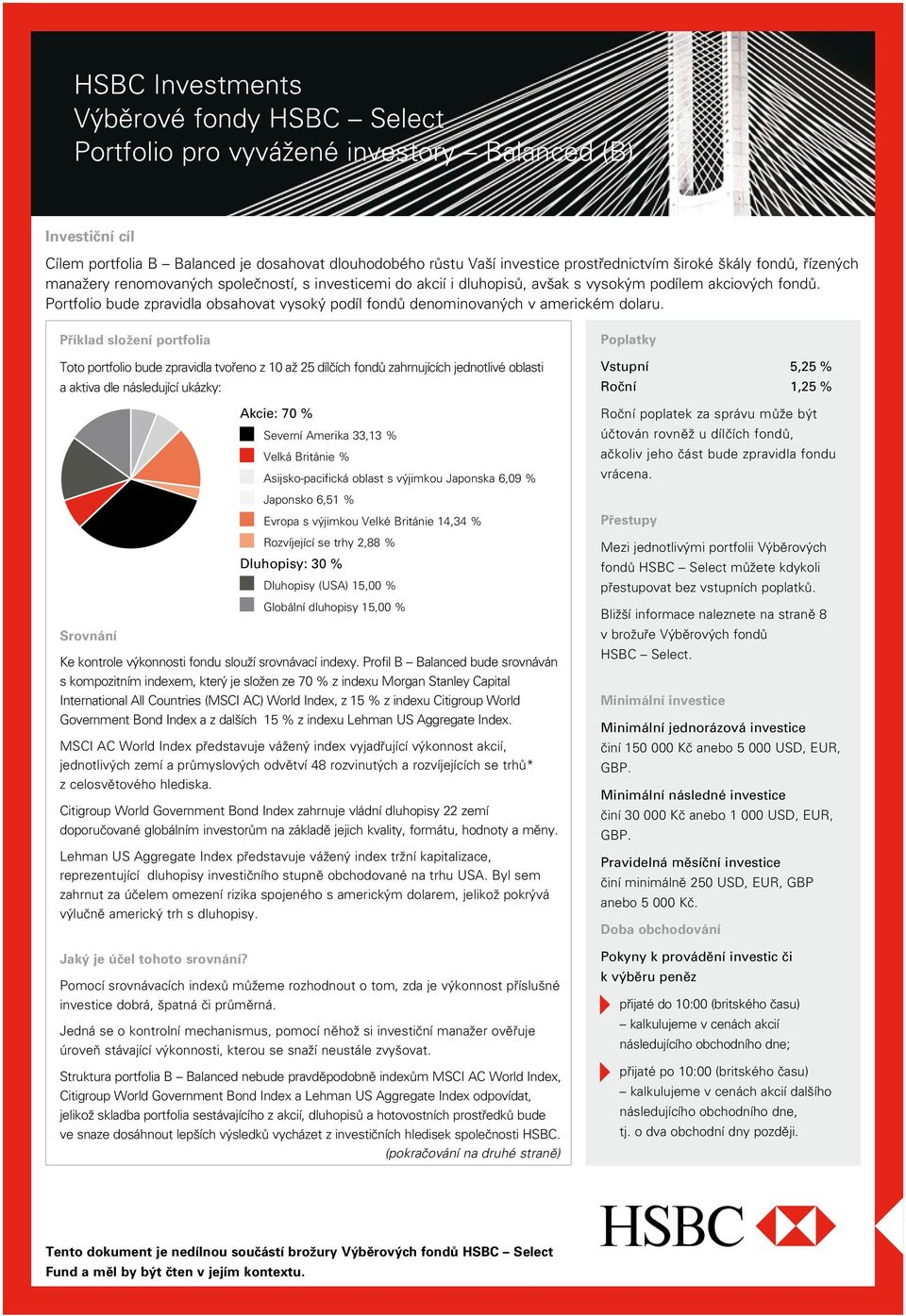 Portfolio bude zpravidla obsahovat vysoký podíl fondů denominovaných v americkém dolaru.