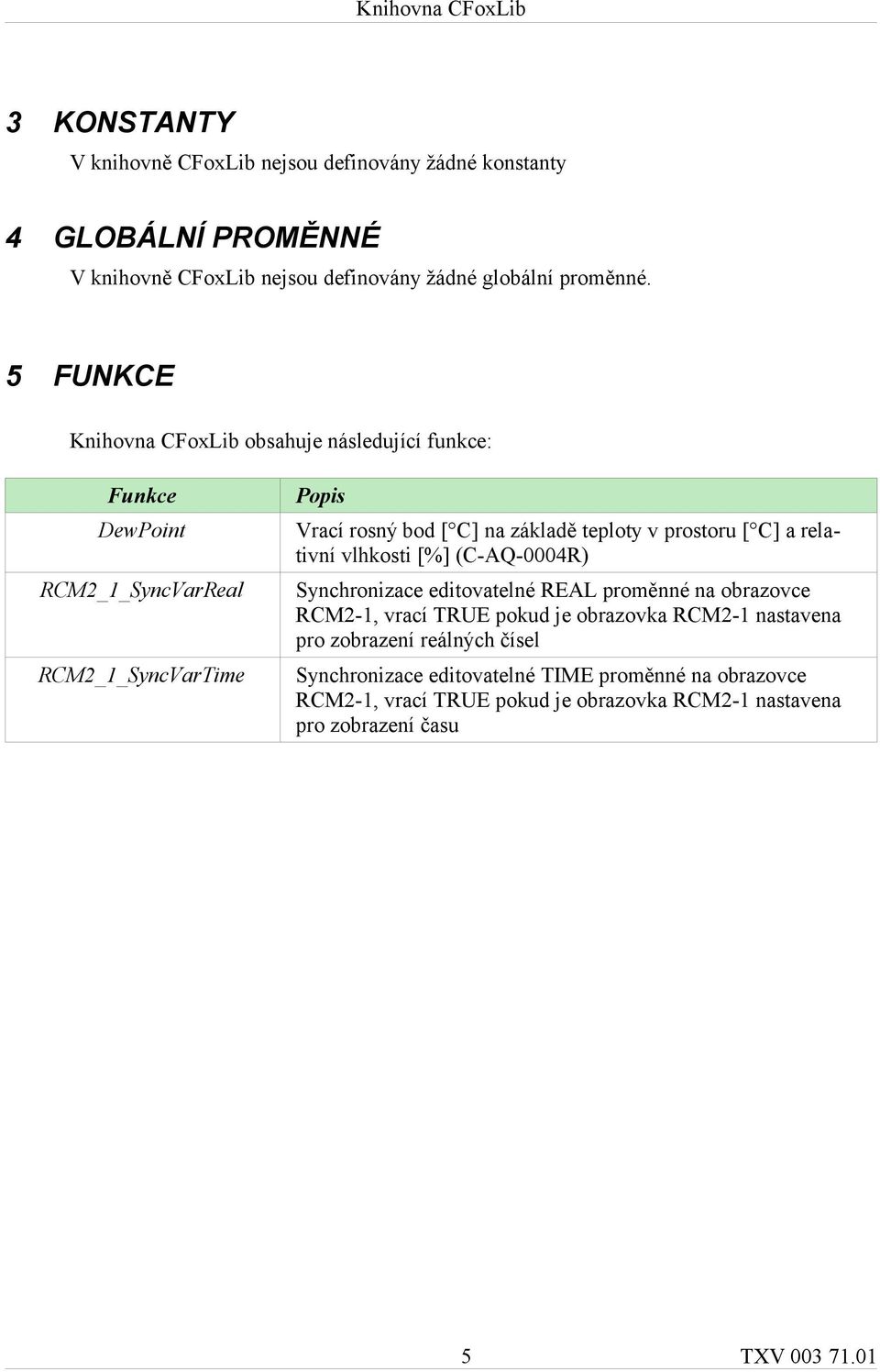 prostoru [ C] a relativní vlhkosti [%] (C-AQ-0004R) Synchronizace editovatelné REAL proměnné na obrazovce RCM2-1, vrací TRUE pokud je obrazovka RCM2-1