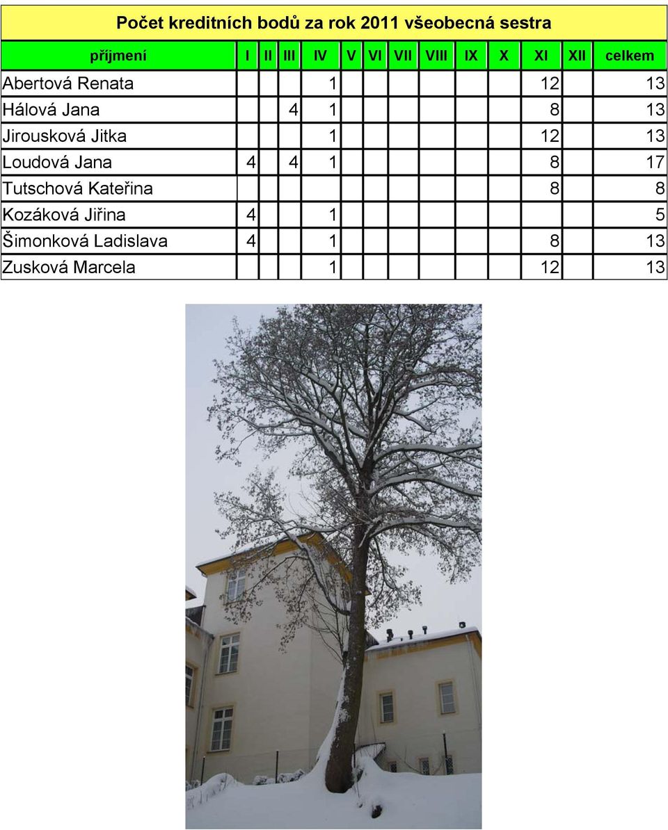 13 Jirousková Jitka 1 12 13 Loudová Jana 4 4 1 8 17 Tutschová Kateřina 8