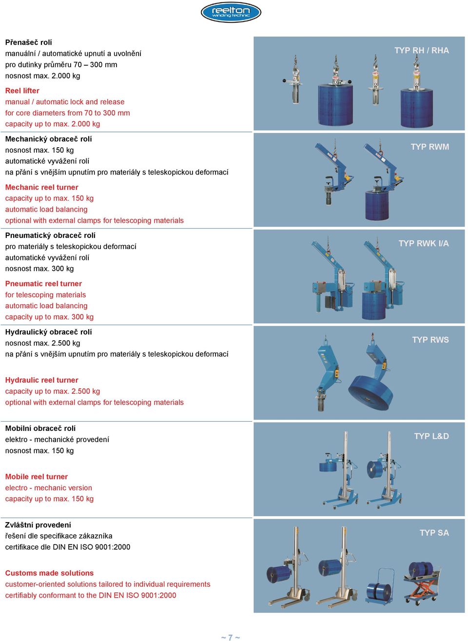 150 kg automatické vyvážení rolí na přání s vnějším upnutím pro materiály s teleskopickou deformací Mechanic reel turner capacity up to max.