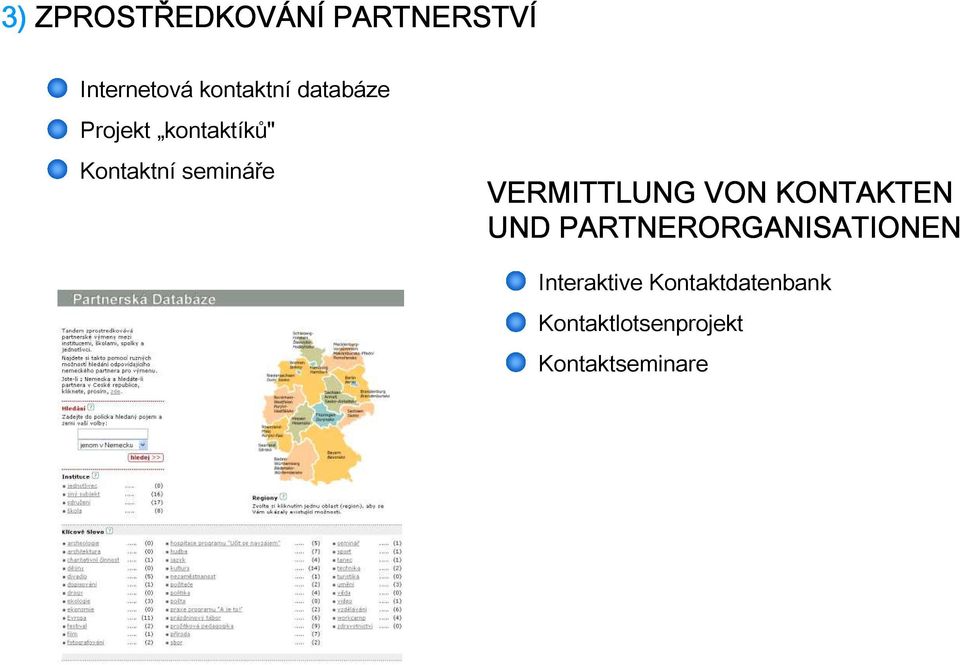 semináře VERMITTLUNG VON KONTAKTEN UND