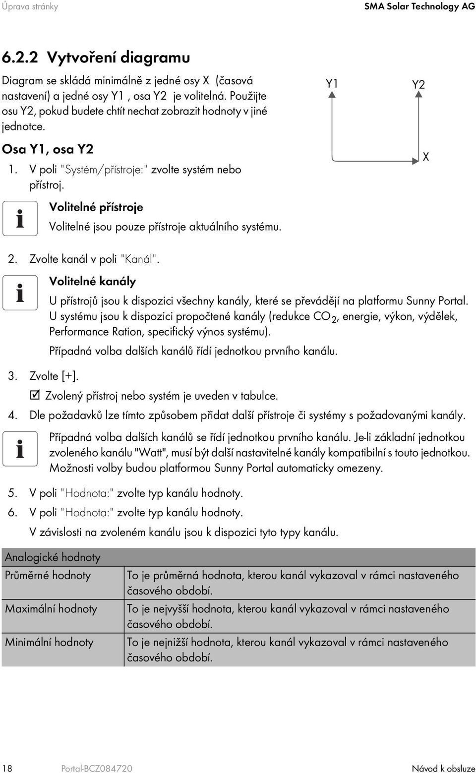 Volitelné přístroje Volitelné jsou pouze přístroje aktuálního systému. Y1 Y2 X 2. Zvolte kanál v poli "Kanál".