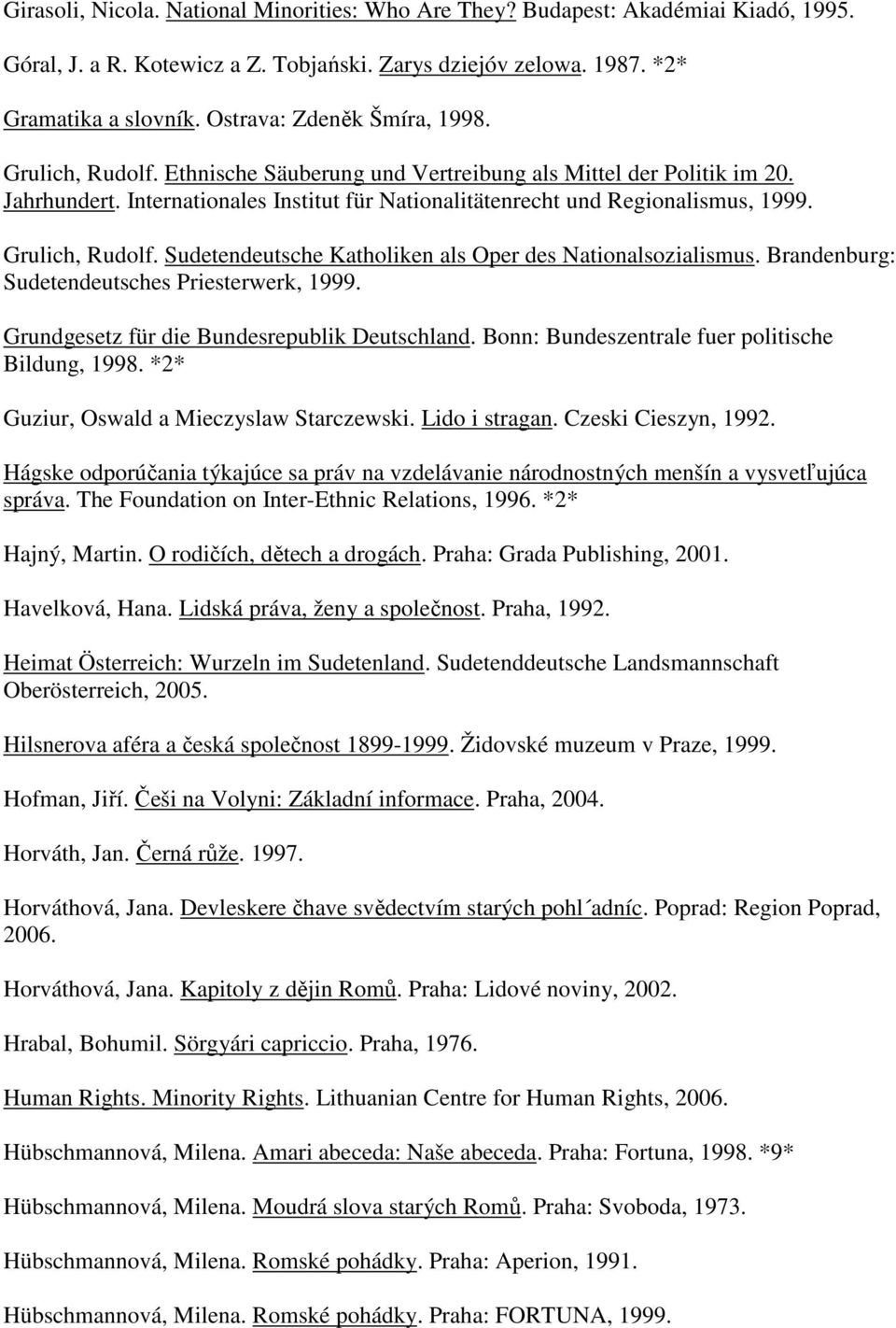 Grulich, Rudolf. Sudetendeutsche Katholiken als Oper des Nationalsozialismus. Brandenburg: Sudetendeutsches Priesterwerk, 1999. Grundgesetz für die Bundesrepublik Deutschland.