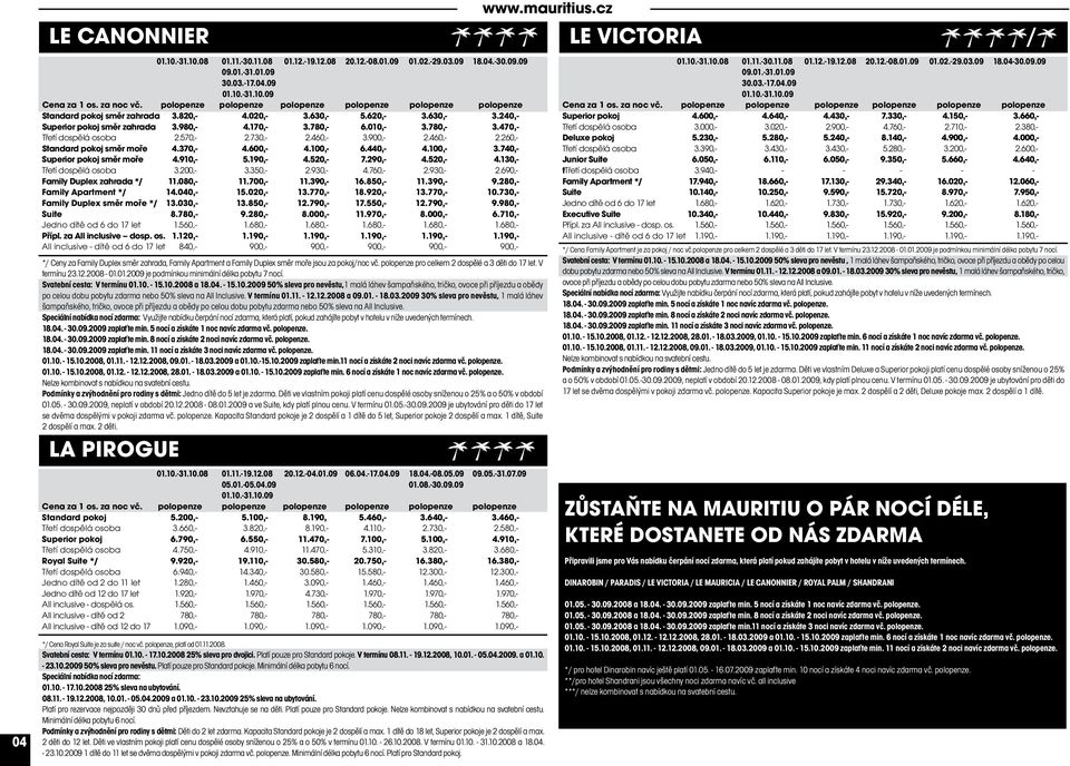780,- 3.470,- Třetí dospělá osoba 2.570,- 2.730,- 2.460,- 3.900,- 2.460,- 2.260,- Standard pokoj směr moře 4.370,- 4.600,- 4.100,- 6.440,- 4.100,- 3.740,- Superior pokoj směr moře 4.910,- 5.190,- 4.