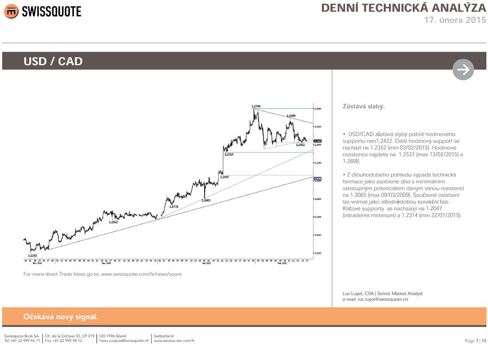 Z dlouhodobého pohledu vypadá technická formace jako zaoblené dno s minimálním vzestupným potenciálem daným silnou rezistencí na 1.