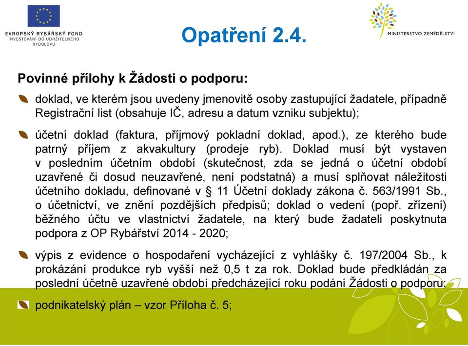 Doklad musí být vystaven v posledním účetním období (skutečnost, zda se jedná o účetní období uzavřené či dosud neuzavřené, není podstatná) a musí splňovat náležitosti účetního dokladu, definované v