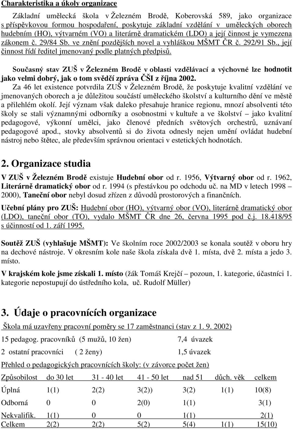 , její činnost řídí ředitel jmenovaný podle platných předpisů.