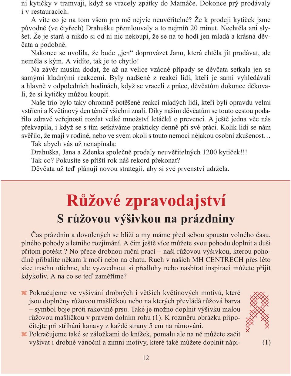 Že je stará a nikdo si od ní nic nekoupí, že se na to hodí jen mladá a krásná dìvèata a podobnì. Nakonec se uvolila, že bude,,jen doprovázet Janu, která chtìla jít prodávat, ale nemìla s kým.