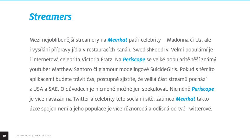 Na Periscope se velké popularitě těší známý youtuber Matthew Santoro či glamour modelingové SuicideGirls.