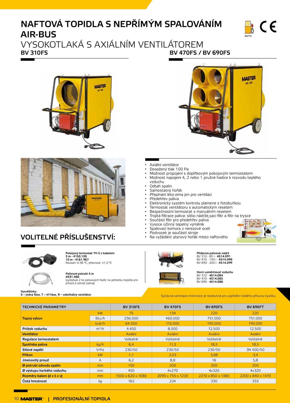 plamene s fotobuňkou Termostat ventilátoru s automatickým resetem Bezpečnostní termostat s manuálním resetem Trojitá filtrace paliva: sítko nádrže,sací filtr a filtr na trysce Součástí filtr pro