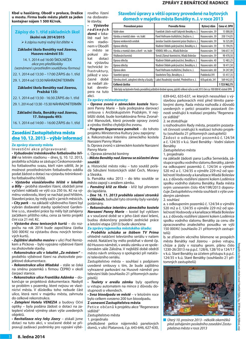 . 1. 2014 od 16:00 ŠKOLNÍČEK akce pro předškoláky (seznámení s prostředím soutěživou formou) 22. 1. 2014 od 13:30 17:00 ZÁPIS do 1. tříd 29. 1. 2014 od 13:30 NÁHRADNÍ TERMÍN Základní škola Benátky nad Jizerou, Pražská 135: 22.