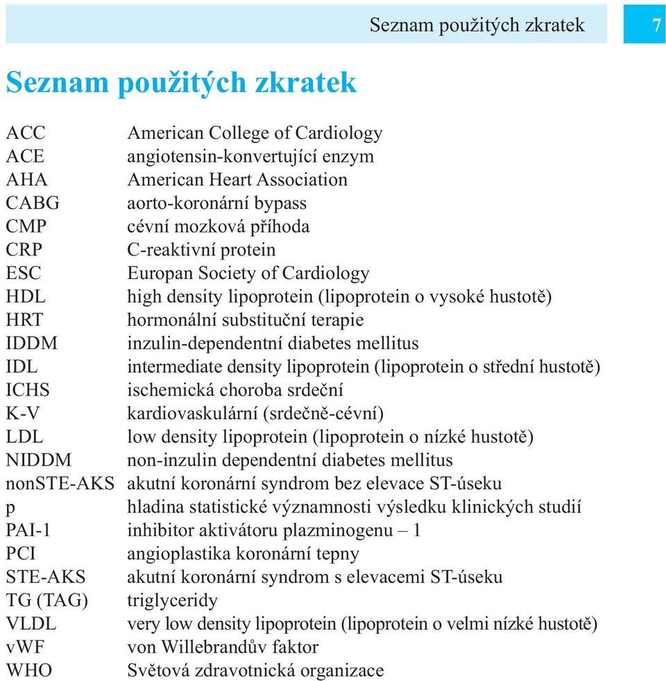 mellitus IDL intermediate density lipoprotein (lipoprotein o střední hustotě) ICHS ischemická choroba srdeční K-V kardiovaskulární (srdečně-cévní) LDL low density lipoprotein (lipoprotein o nízké