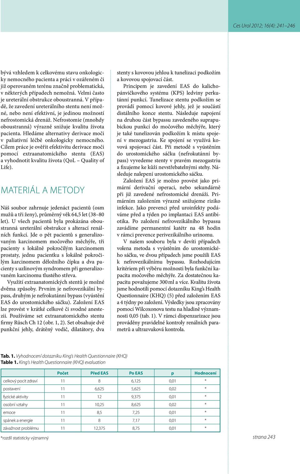 Nefrostomie (mnohdy oboustranná) výrazně snižuje kvalitu života pacienta. Hledáme alternativy derivace moči v paliativní léčbě onkologicky nemocného.