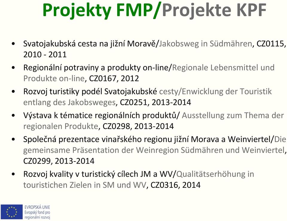 regionálních produktů/ Ausstellung zum Thema der regionalen Produkte, CZ0298, 2013-2014 Společná prezentace vinařského regionu jižní Morava a Weinviertel/Die gemeinsame