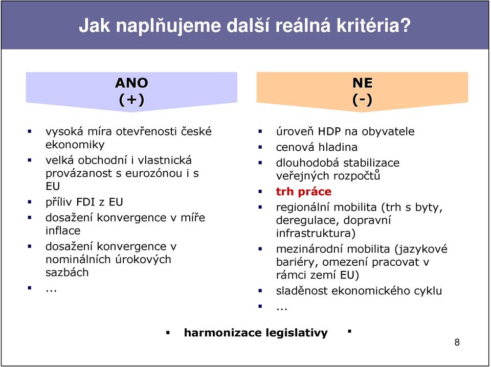 dosažení konvergence v míře inflace dosažení konvergence v nominálních úrokových sazbách.