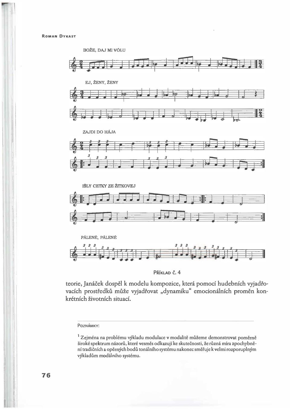 4 teorie, Janáček dospěl k modelu kompozice, která pomocí hudebních vyjadřovacích prostředků může vyjadřovat dynamiku" emocionálních proměn konkrétních životních situací.