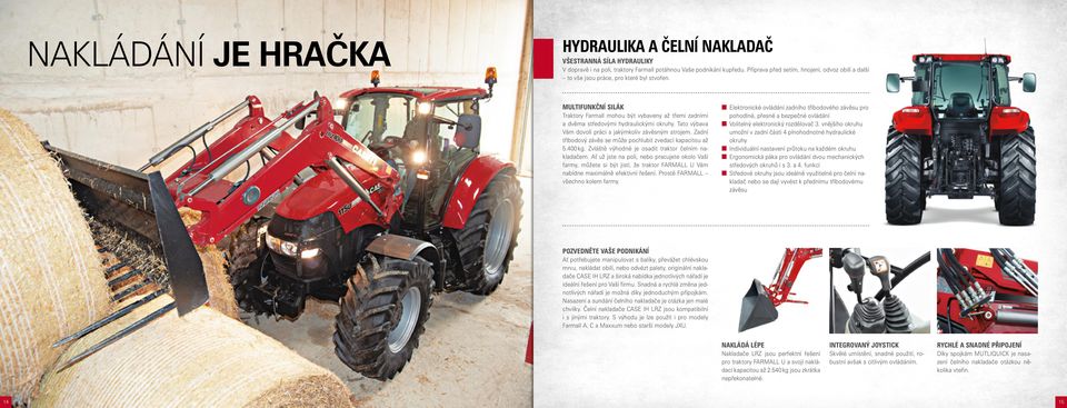 MULTIFUNKČNÍ SILÁK Traktory Farmall mohou být vybaveny až třemi zadními a dvěma středovými hydraulickými okruhy. Tato výbava Vám dovolí práci s jakýmkoliv závěsným strojem.