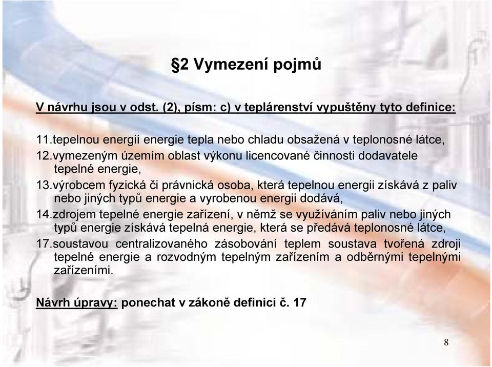 výrobcem fyzická či právnická osoba, která tepelnou energii získává z paliv nebo jiných typů energie a vyrobenou energii dodává, 14.