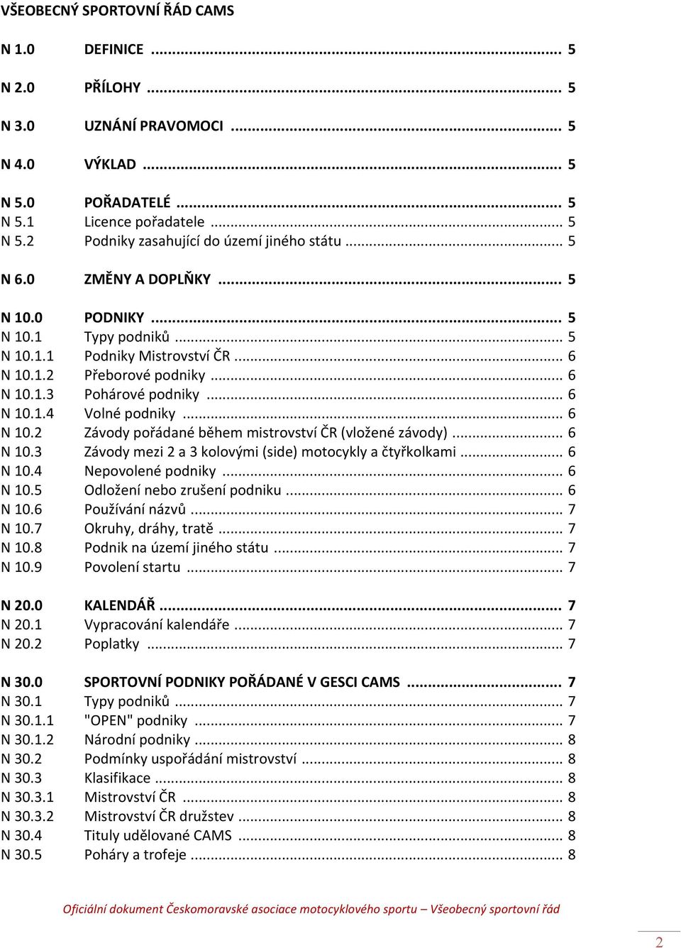 .. 5 Podniky zasahující do území jiného státu... 5 ZMĚNY A DOPLŇKY... 5 PODNIKY... 5 Typy podniků... 5 Podniky Mistrovství ČR... 6 Přeborové podniky... 6 Pohárové podniky... 6 Volné podniky.