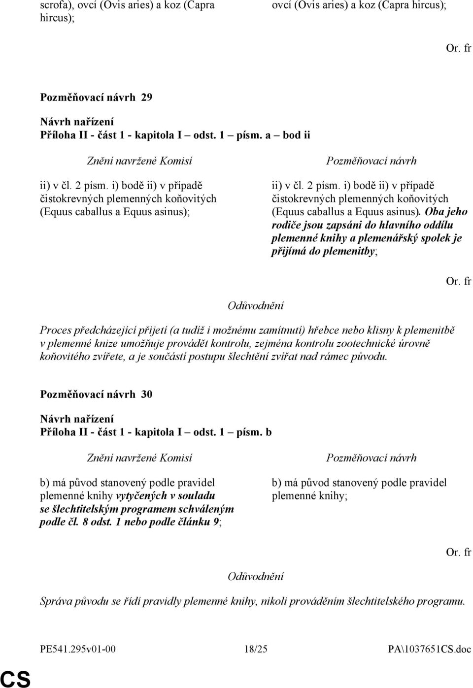 Oba jeho rodiče jsou zapsáni do hlavního oddílu plemenné knihy a plemenářský spolek je přijímá do plemenitby; Proces předcházející přijetí (a tudíž i možnému zamítnutí) hřebce nebo klisny k