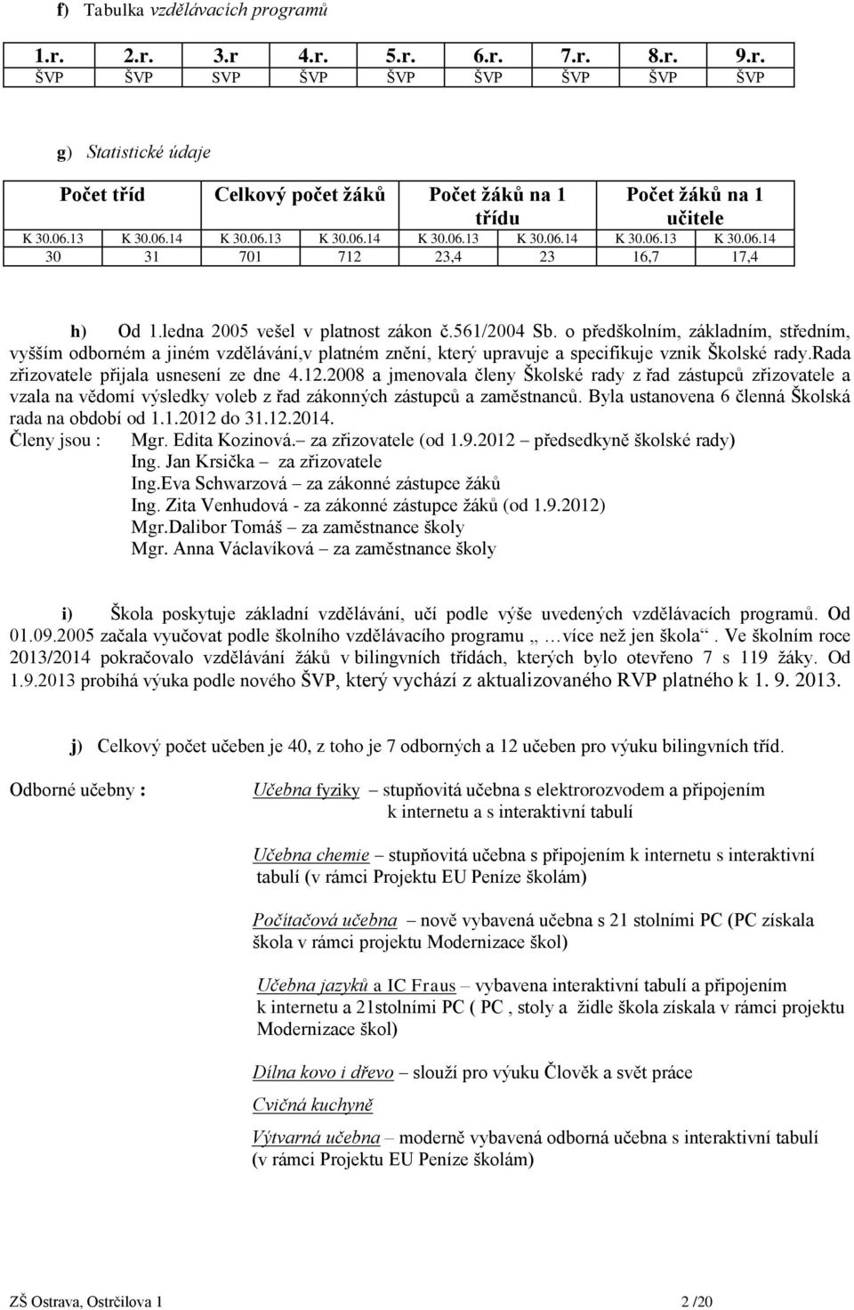 o předškolním, základním, středním, vyšším odborném a jiném vzdělávání,v platném znění, který upravuje a specifikuje vznik Školské rady.rada zřizovatele přijala usnesení ze dne 4.12.