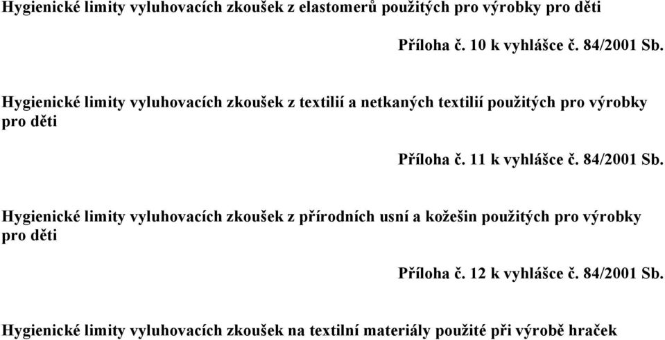 11 k vyhlášce č. 84/2001 Sb.