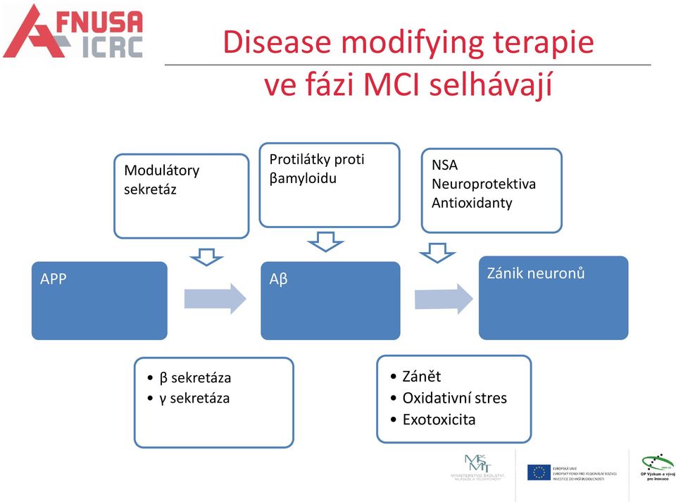 Neuroprotektiva Antioxidanty APP Aβ Zánik neuronů β