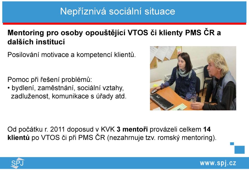 Pomoc při řešení problémů: bydlení, zaměstnání, sociální vztahy, zadluženost, komunikace s