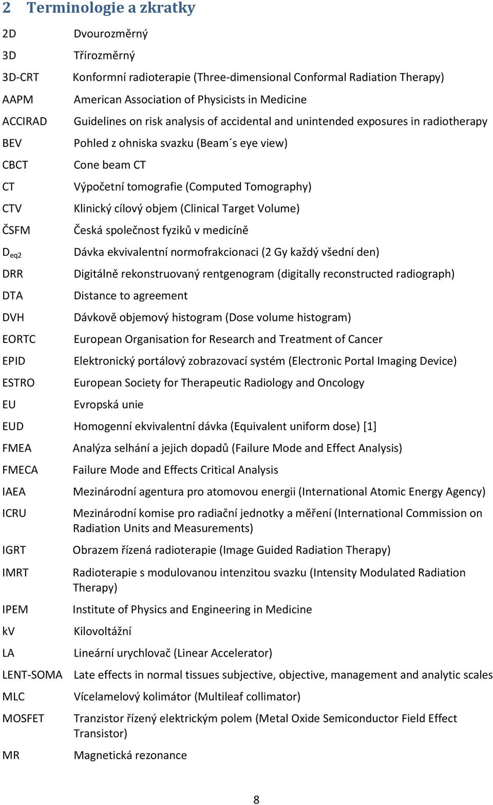 Výpočetní tomografie (Computed Tomography) Klinický cílový objem (Clinical Target Volume) Česká společnost fyziků v medicíně Dávka ekvivalentní normofrakcionaci (2 Gy každý všední den) Digitálně