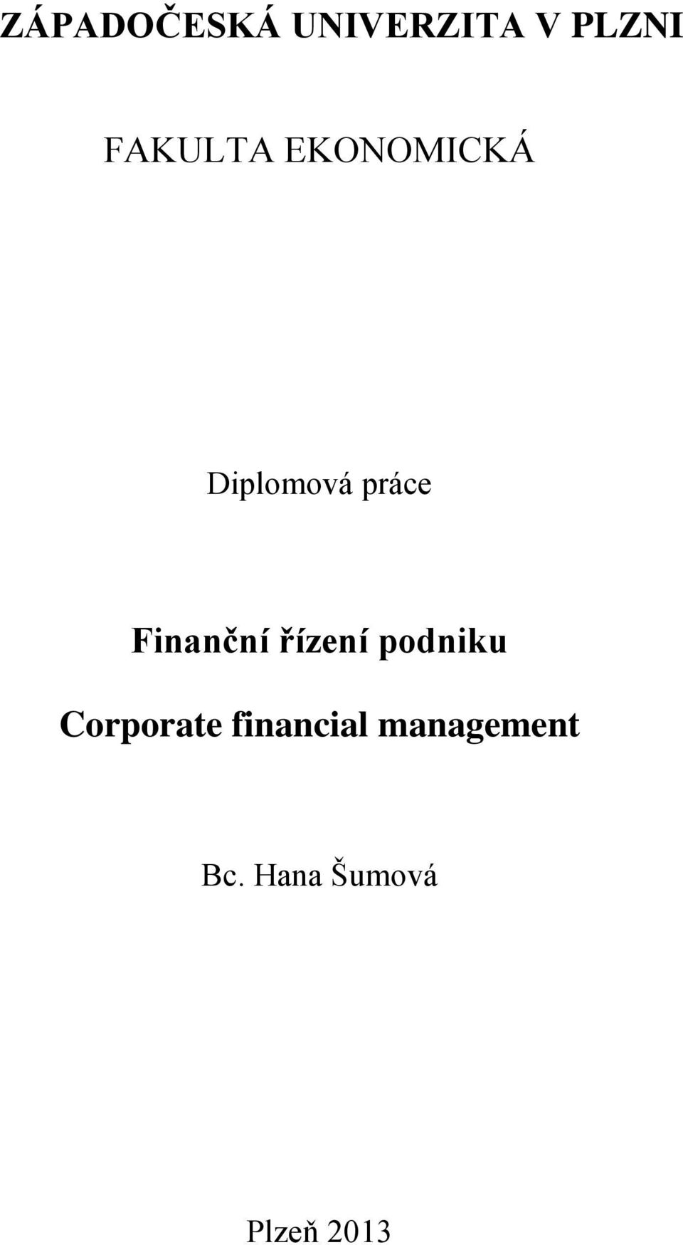 Finanční řízení podniku Corporate