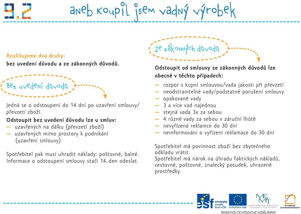 Informace o odstoupení smlouvy stačí 14. den odeslat.