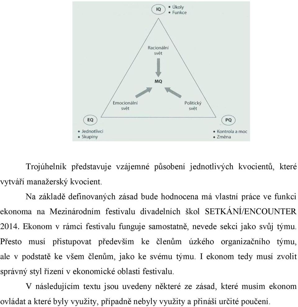 Ekonom v rámci festivalu funguje samostatně, nevede sekci jako svůj týmu.