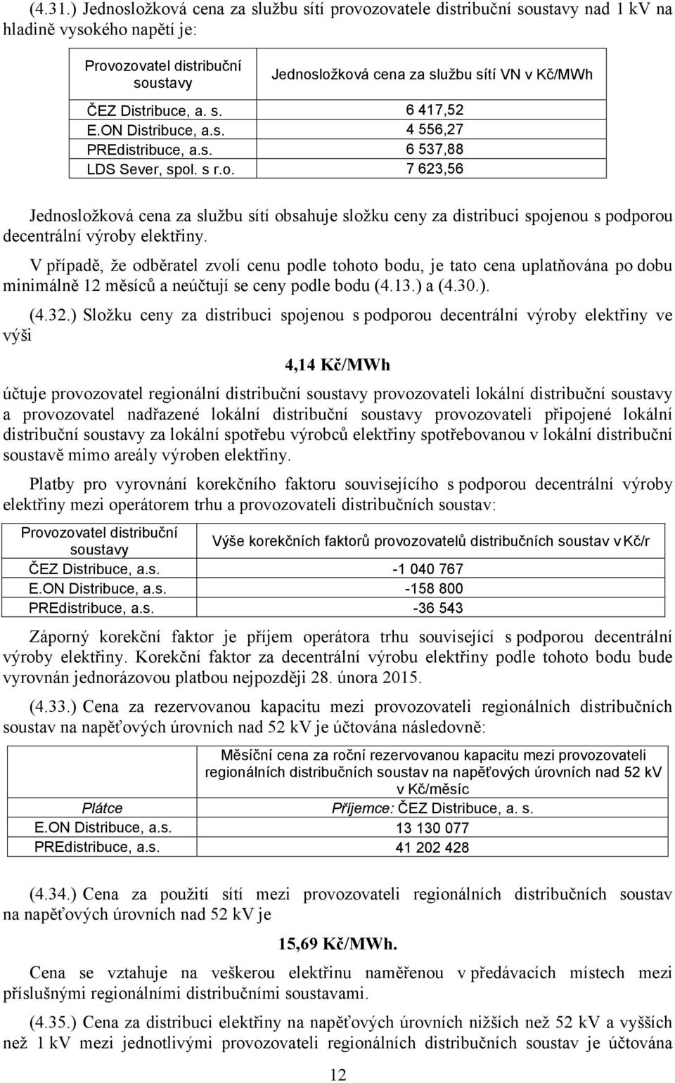 Distribuce, a. s. 6 417,52 E.ON Distribuce, a.s. 4 556,27 PREdistribuce, a.s. 6 537,88 LDS Sever, spol