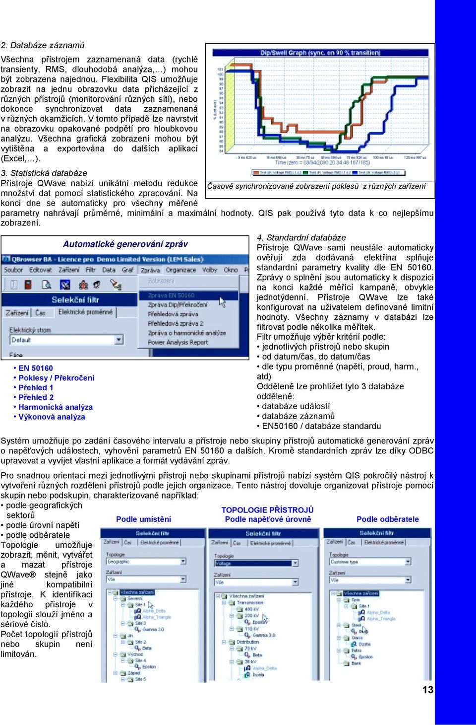 V tomto případě lze navrstvit na obrazovku opakované podpětí pro hloubkovou analýzu. Všechna grafická zobrazení mohou být vytištěna a exportována do dalších aplikací (Excel, ). 3.