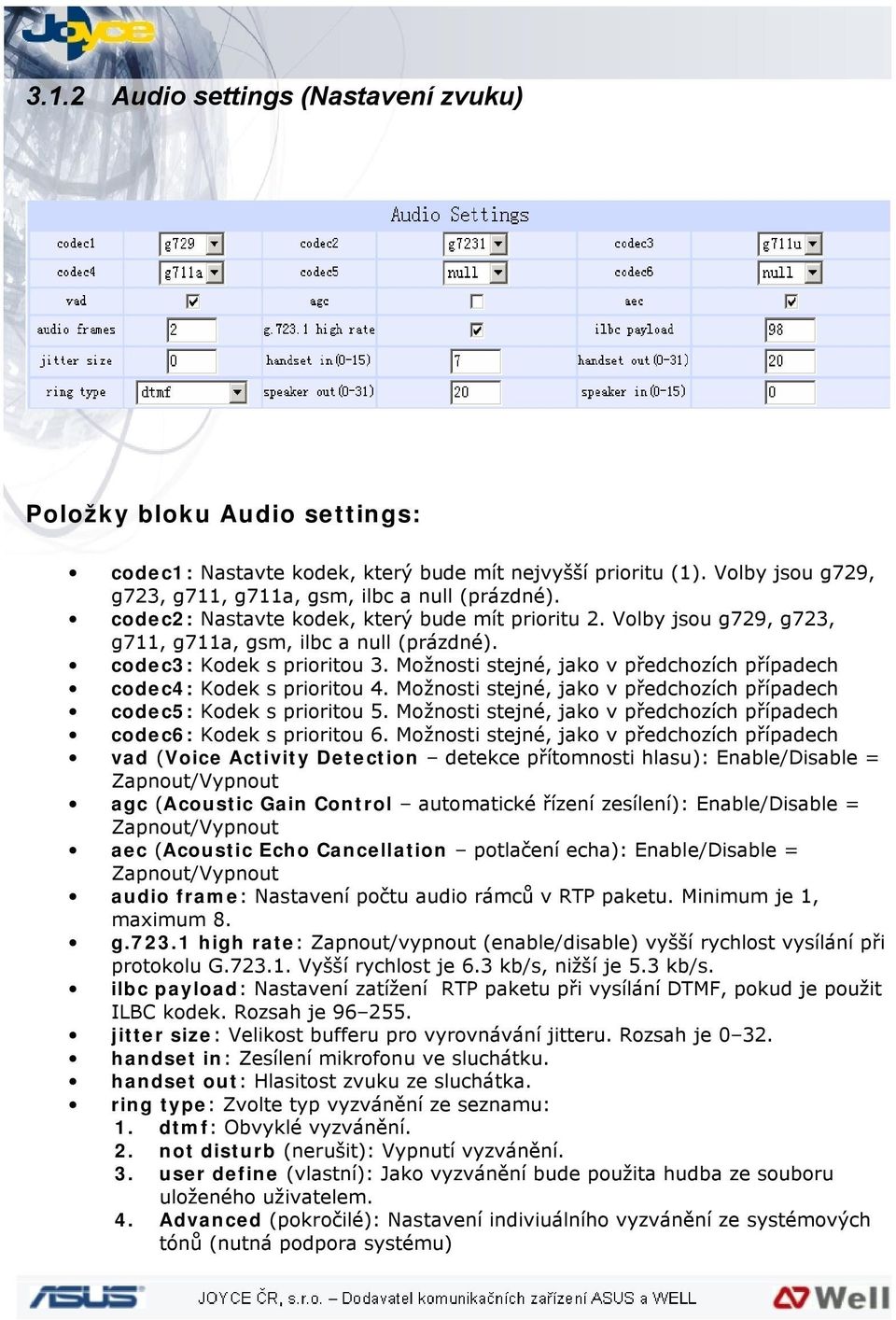 Možnosti stejné, jako v předchozích případech codec4: Kodek s prioritou 4. Možnosti stejné, jako v předchozích případech codec5: Kodek s prioritou 5.