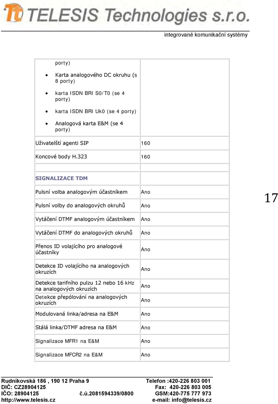 323 160 SIGNALIZACE TDM Pulsní vlba analgvým účastníkem Pulsní vlby d analgvých kruhů Vytáčení DTMF analgvým účastníkem Vytáčení DTMF d analgvých kruhů 17 Přens ID vlajícíh pr